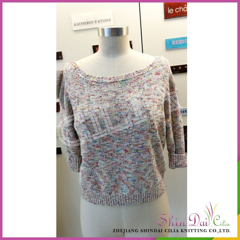 American style middle age womens fancy half sleeve knitting pullover sweater