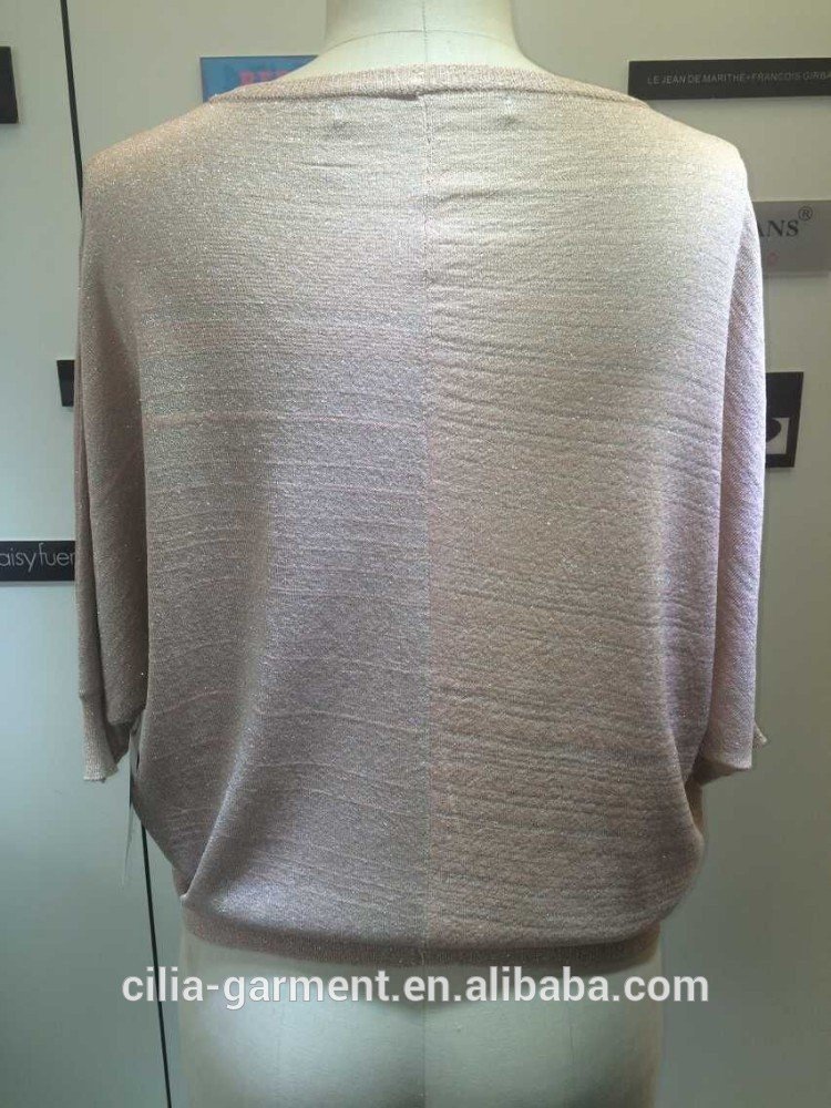 2015 new fashion young lady sweater with short sleeve cardigan in white