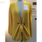 Cheap wholesale yellow knitted long lace up cardigan coat sweater