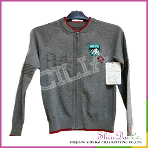 High quality custom shaped fashion 100% cotton kid coat sweater with zipper