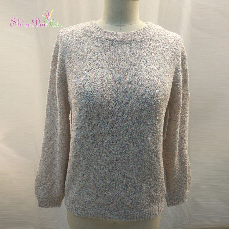 New Designed Spring Women Elegant Colorful Knitted O-Neck Jumper