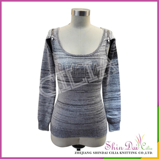 Super value wholesale autumn winter women's knitted pullover sweater by machine