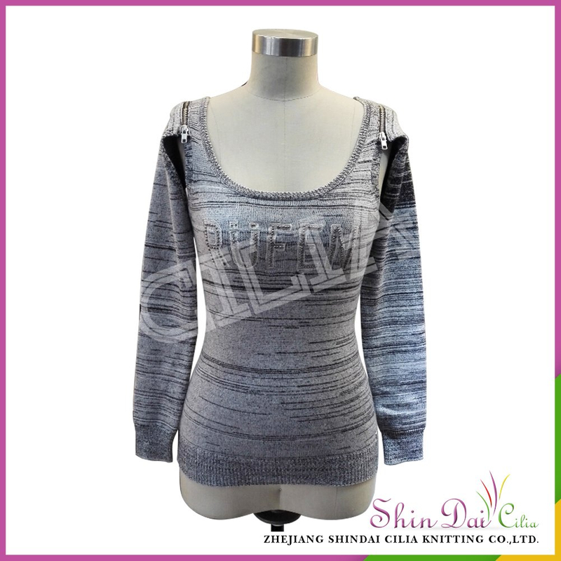 Super value wholesale autumn winter women's knitted pullover sweater by machine