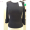 Women black round neck hollow flare sleeve knitted pullover sweater