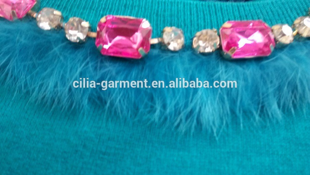 2014 fashion women sweater with manual nail bead