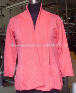 cilia12056,lady 12gg flat knit cardigan sweater