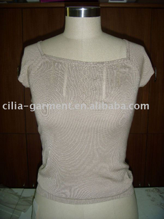 New fashion design short sleeved ladies knitted pullover