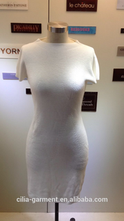 2015 new fashion lady sweater dress in white
