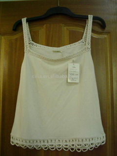 ladies' fashion knit tank with crochet