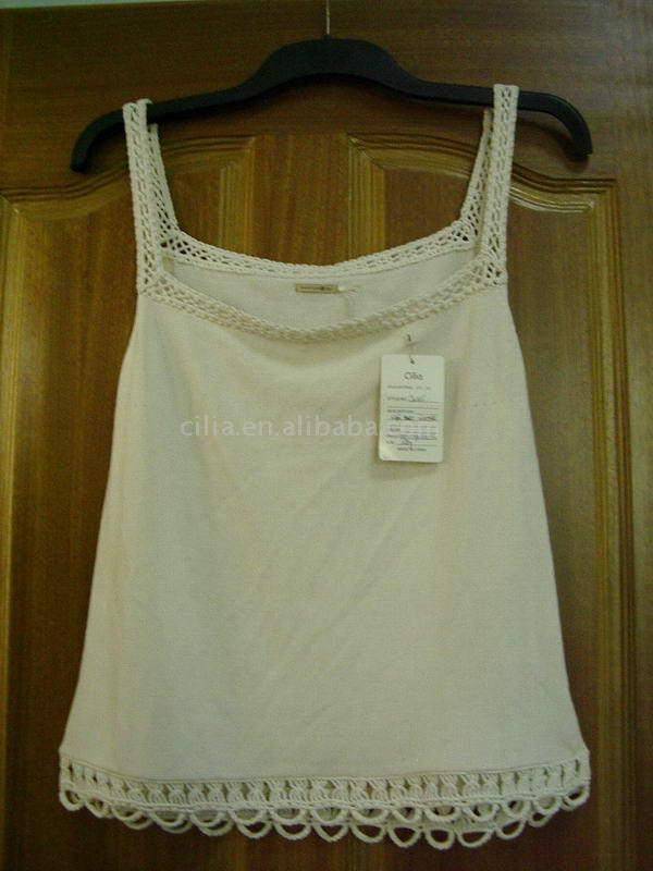 ladies' fashion knit tank with crochet