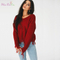 Good design red handmade knit girls distressed wool acrylic pullover pullover sweater