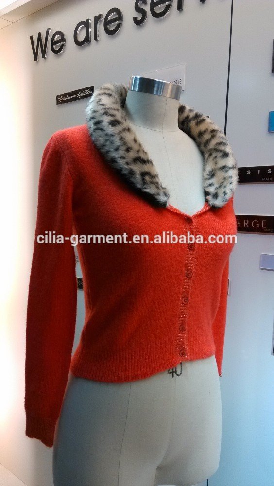 2014 Ladies knitted sweater,cardigan with mohair