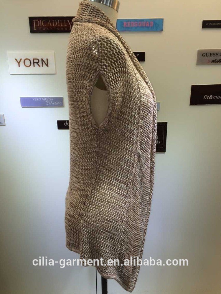 2015 new fashion lady sweater with no sleeve cardigan