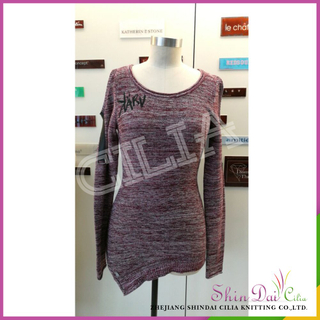 Cheap custom autumn winter off shoulder pullover dress shirt sweater for woman