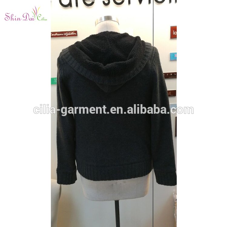 New style hot sale korean zipper knitted hooded cardigan sweater for men