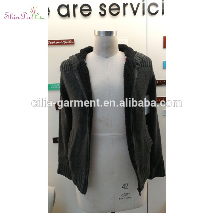 New style hot sale korean zipper knitted hooded cardigan sweater for men