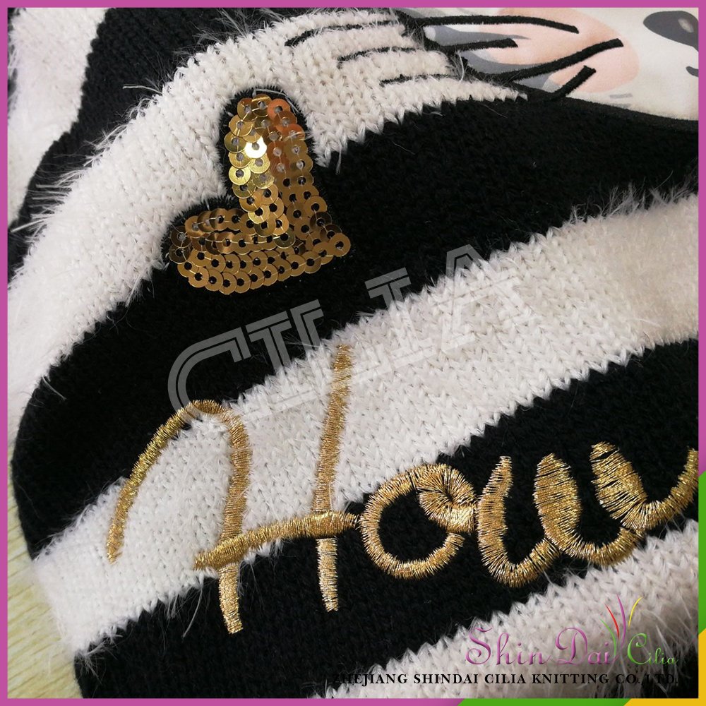 Alibaba china wholesale polyester models girl pullover sweater with cat applique