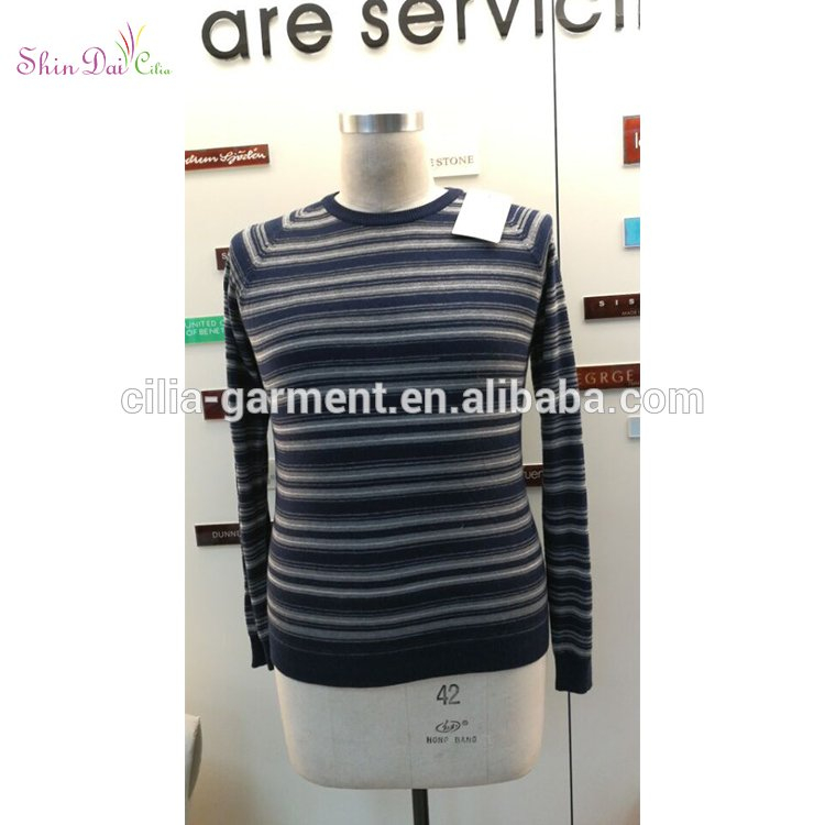 New style wholesale man heavy winter knitting stripe pullover sweater