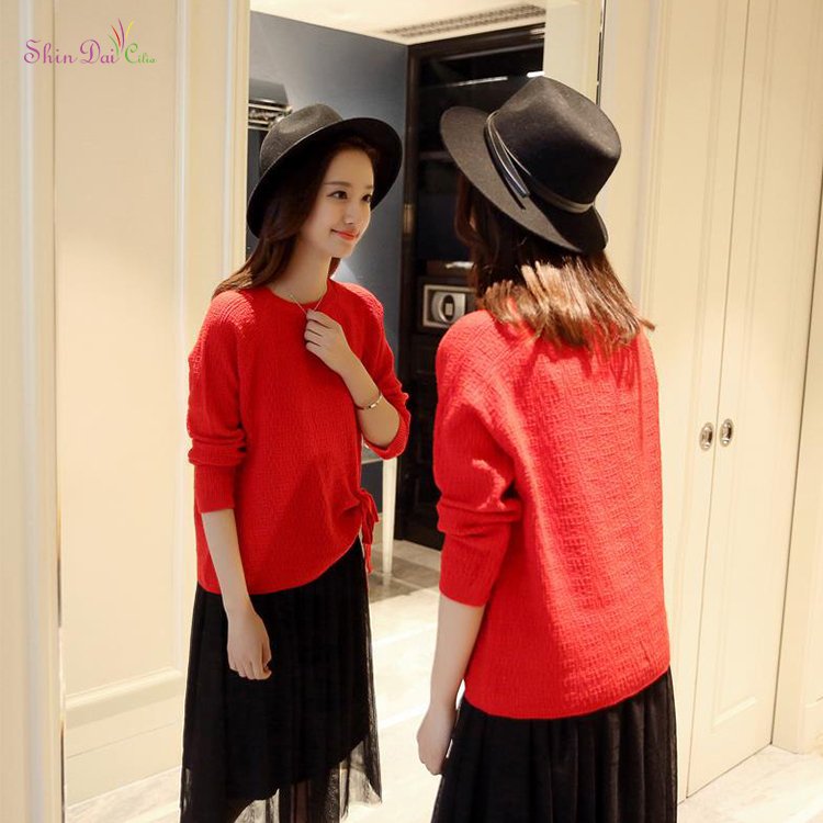 New Design Blank Pullover Style Women Knitting Patterns Long Sleeve Sweater
