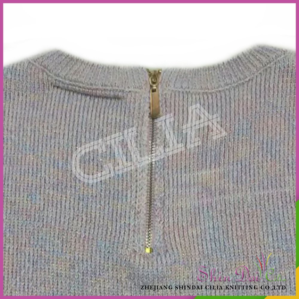 China factory latest design pretty girl pink winter warm sweater with lace and lurex