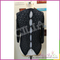 Modern design lady black round neck knitting hollow sweater with woven fabric