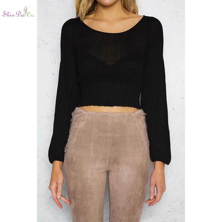 China supplier hot sale fashion womens knitted pullover sweaters with a navel on it