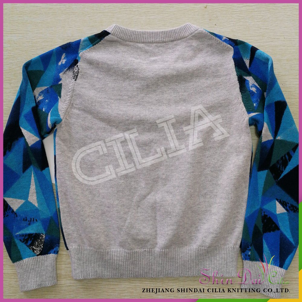 Super value wholesale 100% cotton boy knitting pullover sweater with printing
