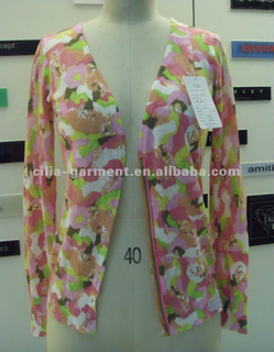 LADY 12gg flat knit print sweater