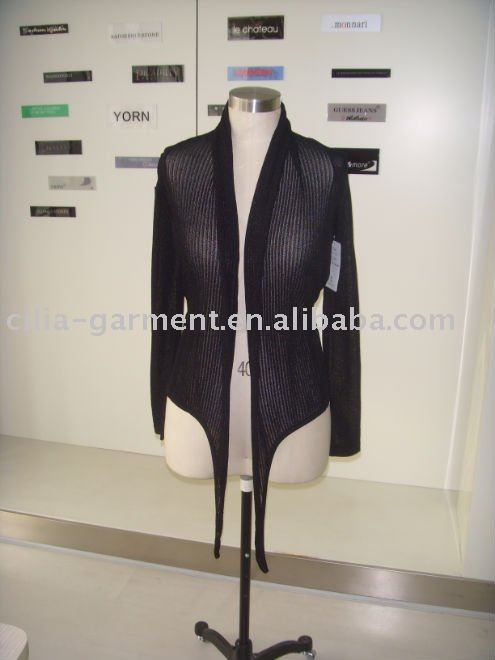 ladies 91%rayon 9% polyamide knitted cardigan