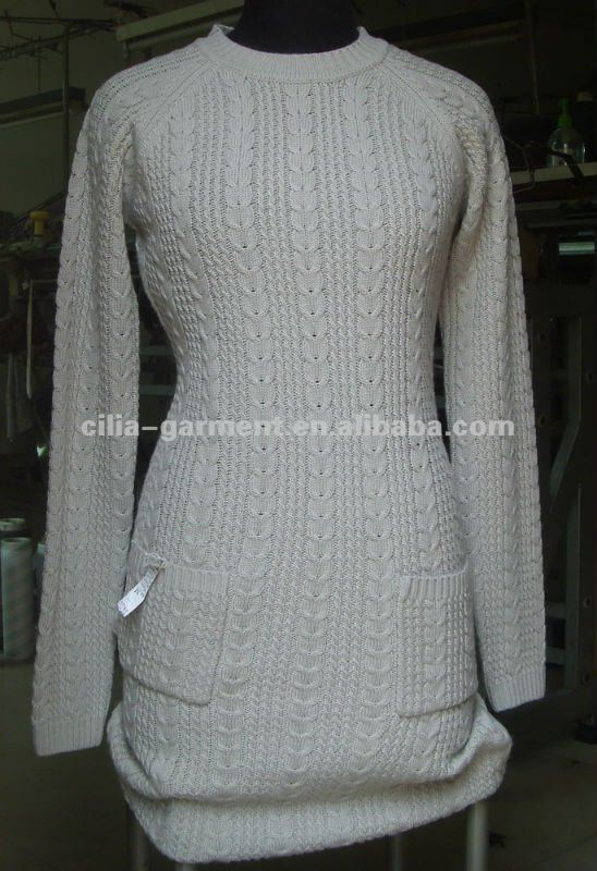 cilia12053,lady 9gg allover cable computer long pullover sweater