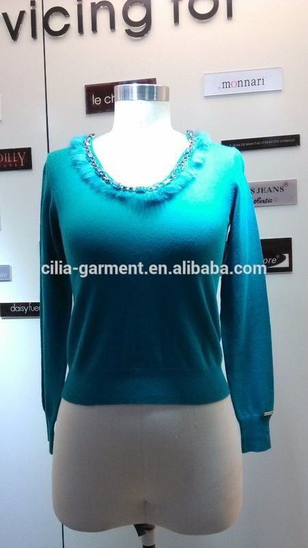 2014 Ladies knitted sweater,cardigan with manual nail bead