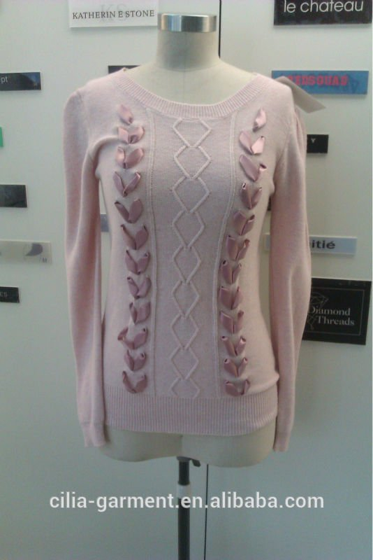 lady sweater fashion design wool garment cardigan long with silk