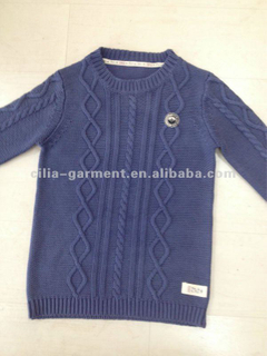 3gg cable knit pullover with stone wash lady sweater