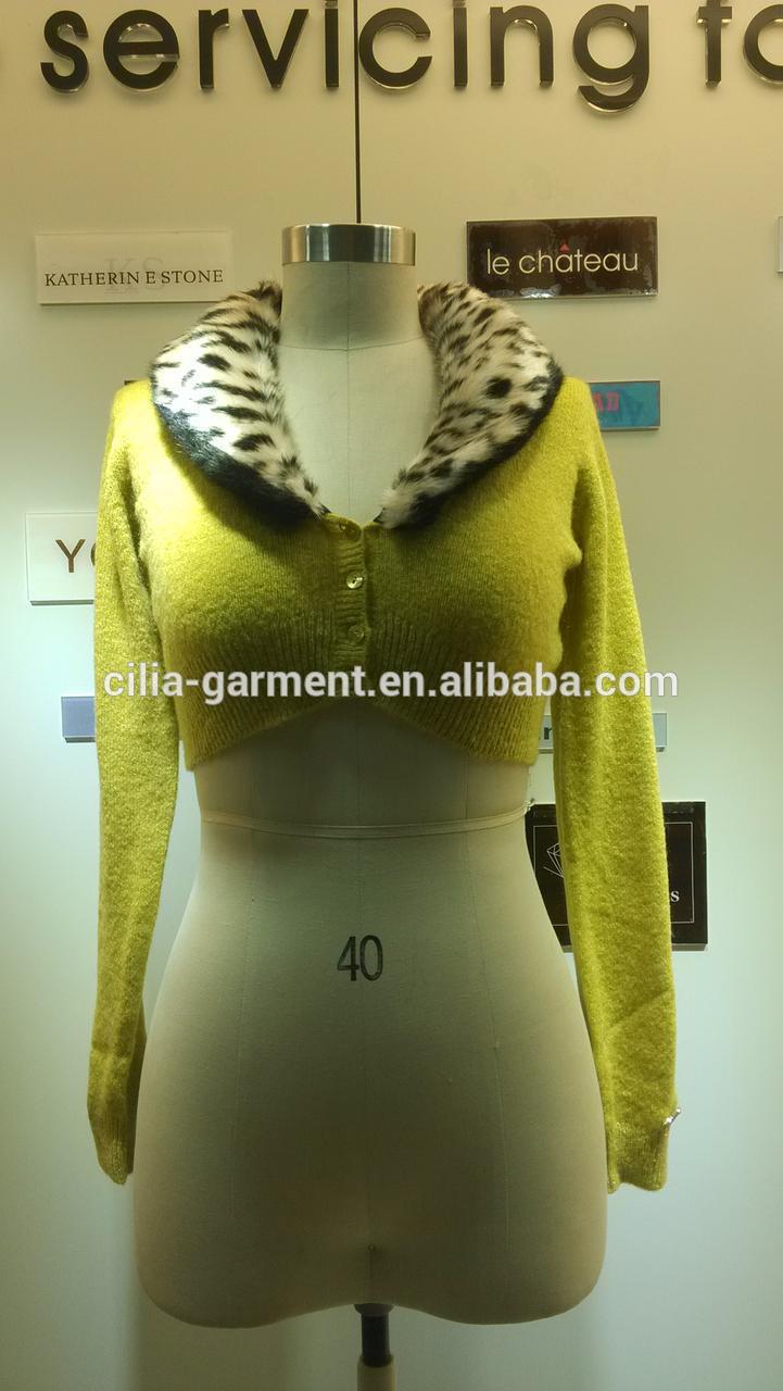 2014 Ladies knitted sweater,cardigan with mohair