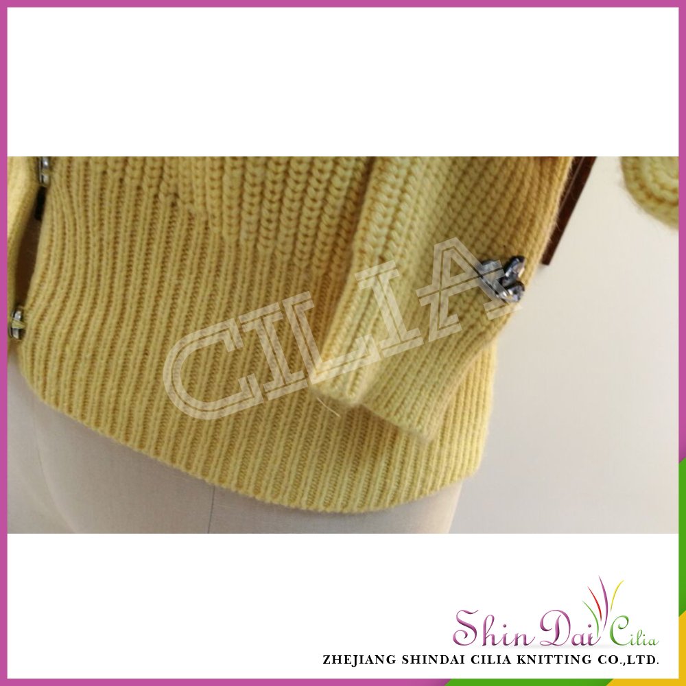 Cheap wholesale latest new style ladies orange fancy cardigan sweater with rhinestones