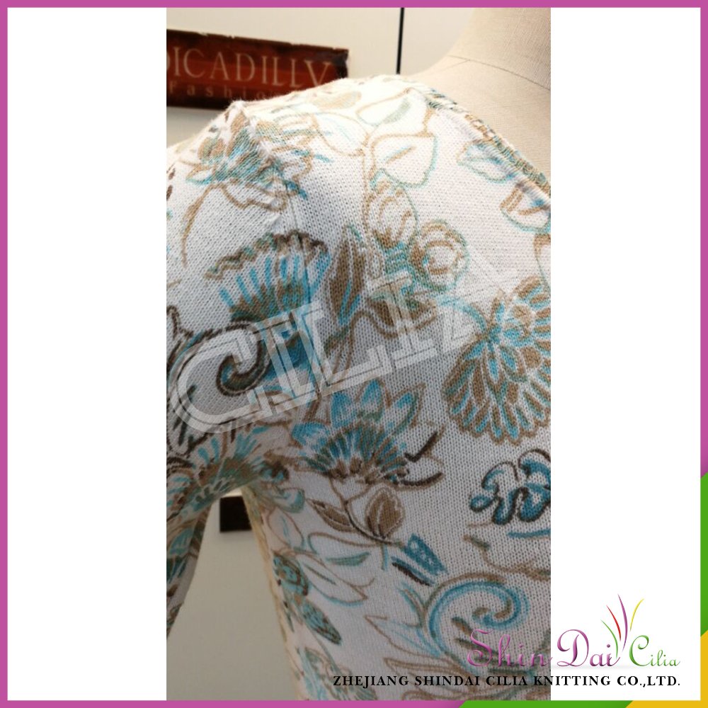 Manufacturer wholesale girl crew neck knitting pullover sweater with printing