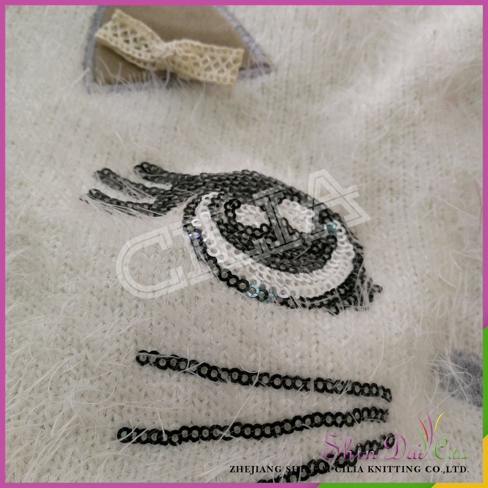 Wholesale high quality girls autumn winter pullover sweater with cartoon embroider