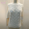 New Arrival Spring Fall Ladies White Fur Sleeve Tassels Hem Knitted Pullover Sweater