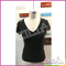 European style lady girl black half sleeve v neck sweater with lace