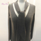 Logo Printed Winter Women Black Slim Pullover Sweater with Decorative Necktie