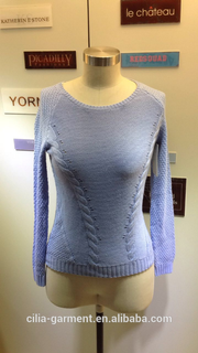 lady knitted sweater in blue