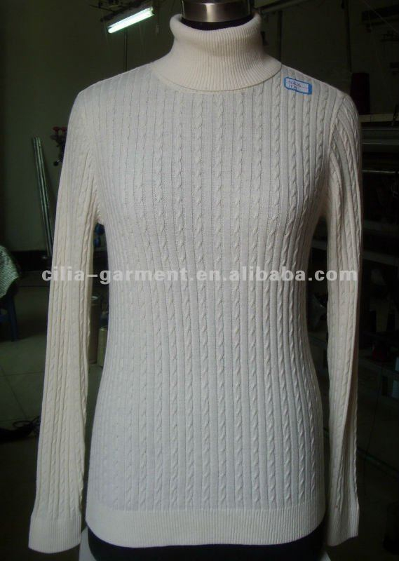 cilia12059,lady 12gg flat knit allover cable pullover sweater