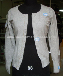 cilia12054,lady 12gg flat knit cardigan sweater