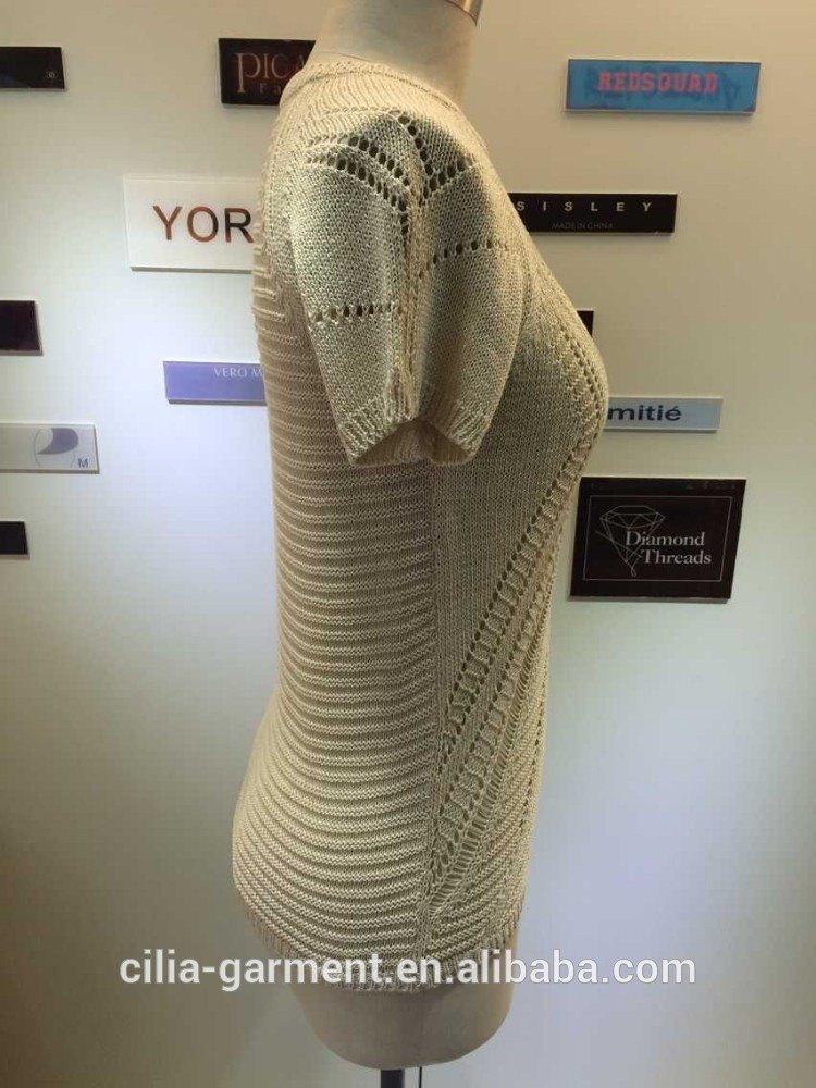 2015 fashion ladies sweater with short sleeve