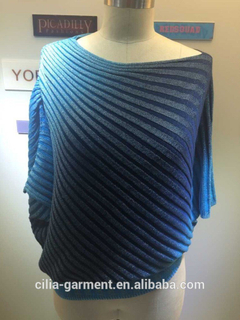 2015 new fashion young lady sweater with short sleeve bat ladies shirt