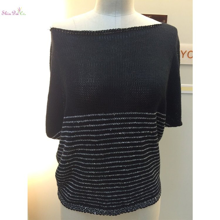 Factory directly high quality lady's women long knit striped sweater