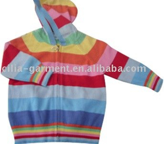 hooded zipper knitwear for children