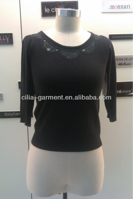 black long sleeve 2013 new design fashion garment lady sweater
