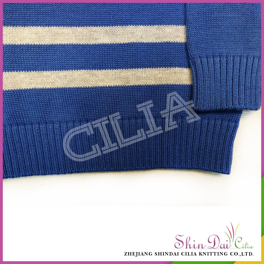 Sale latest design winte breathable boy blue knitted strip pullover sweater with button