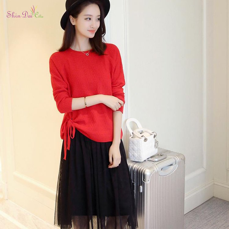New Design Blank Pullover Style Women Knitting Patterns Long Sleeve Sweater